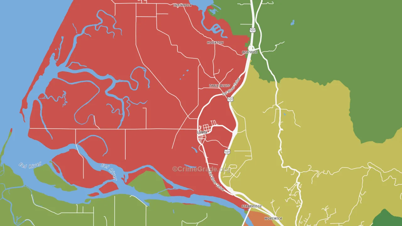 Loleta, CA Map of Drug-Related Crime Rates
