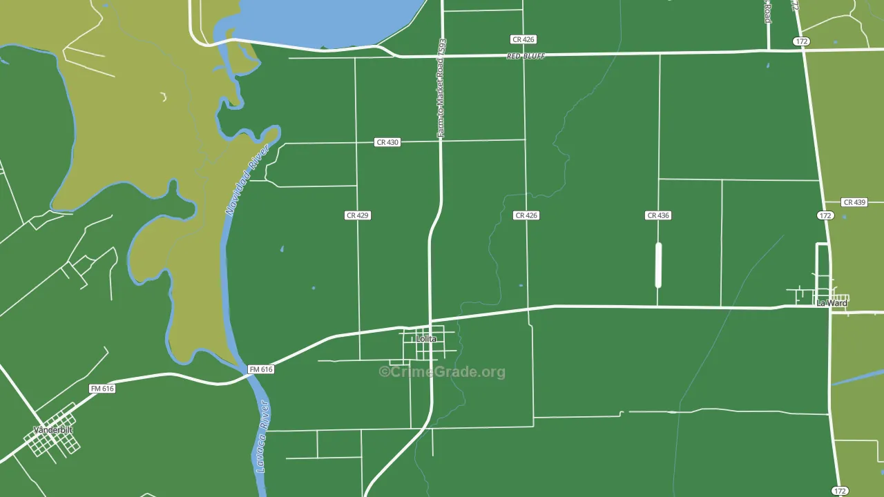 Lolita, TX Map of Drug-Related Crime Rates