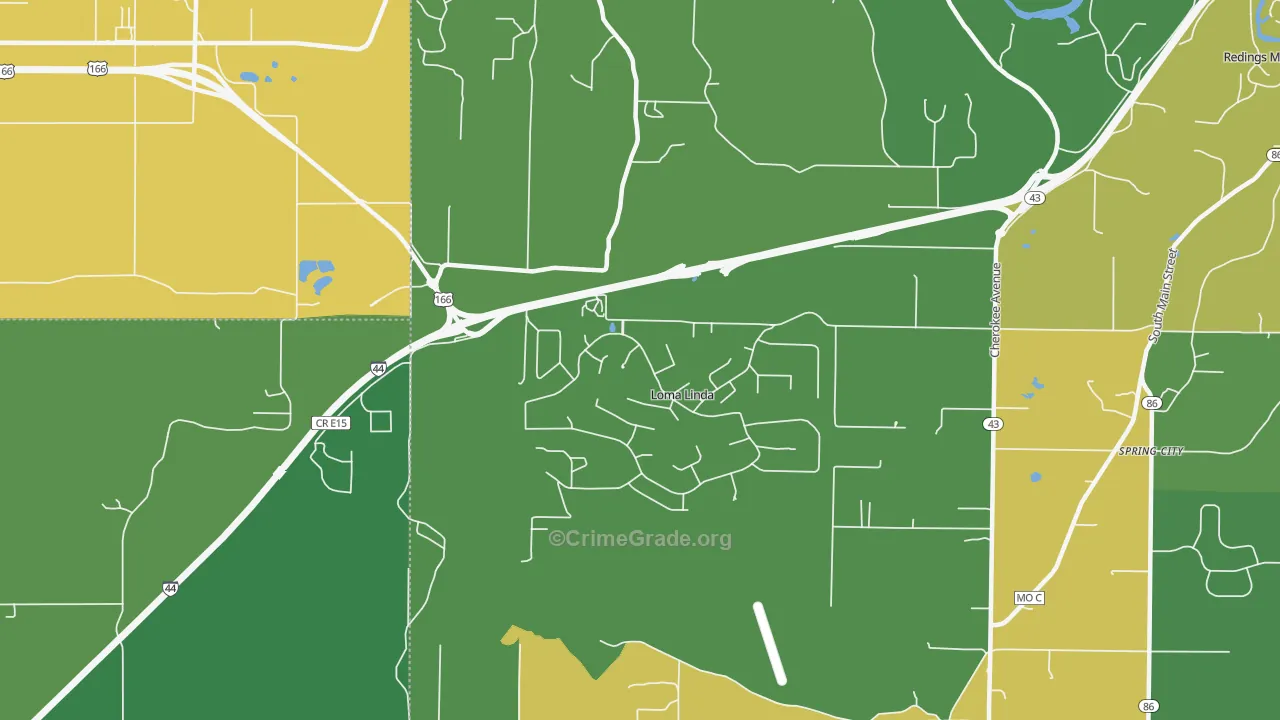 Loma Linda, MO Map of Drug-Related Crime Rates