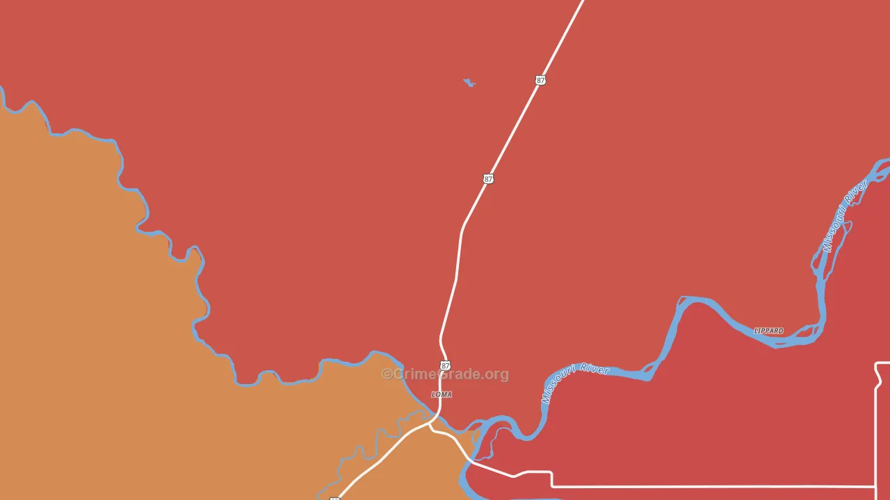 Loma, MT Map of Drug-Related Crime Rates