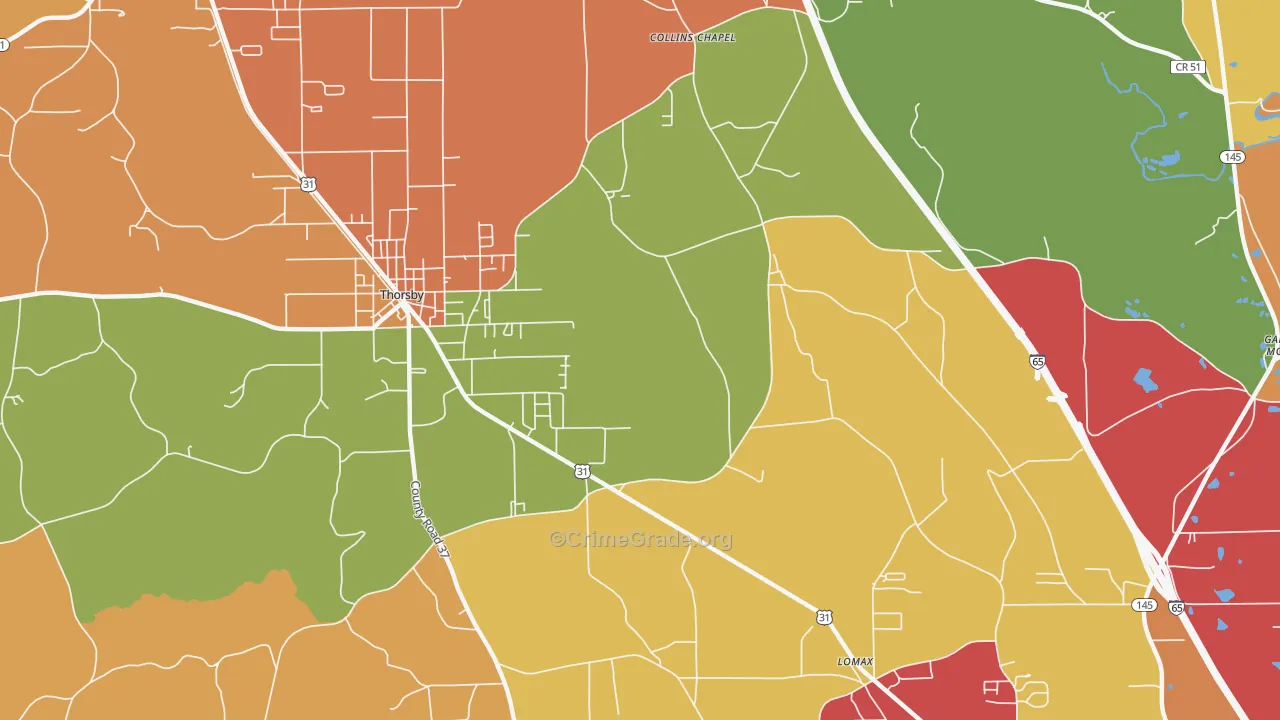 Lomax, AL Map of Drug-Related Crime Rates