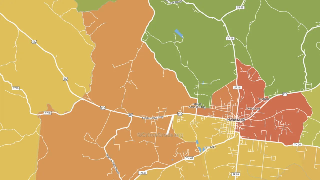 Lomax Crossroads, TN Map of Drug-Related Crime Rates