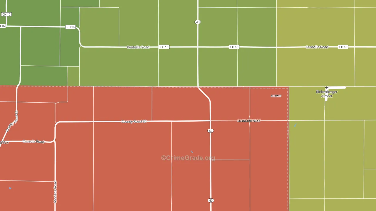 Lombardville, IL Map of Drug-Related Crime Rates