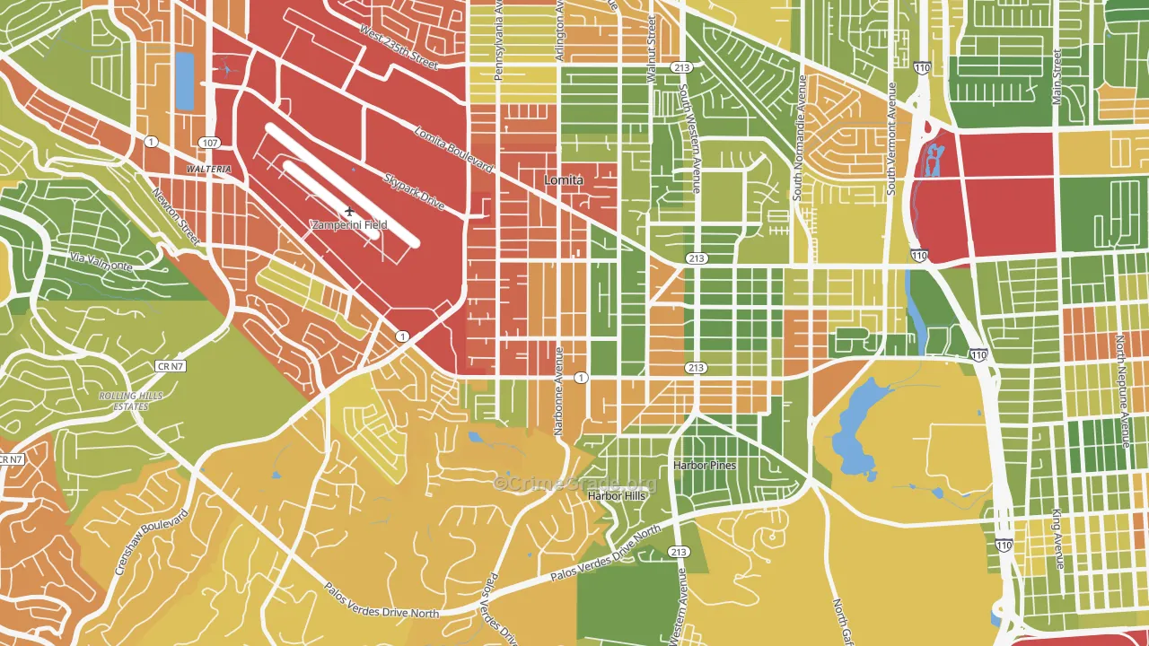 Lomita, CA Map of Drug-Related Crime Rates