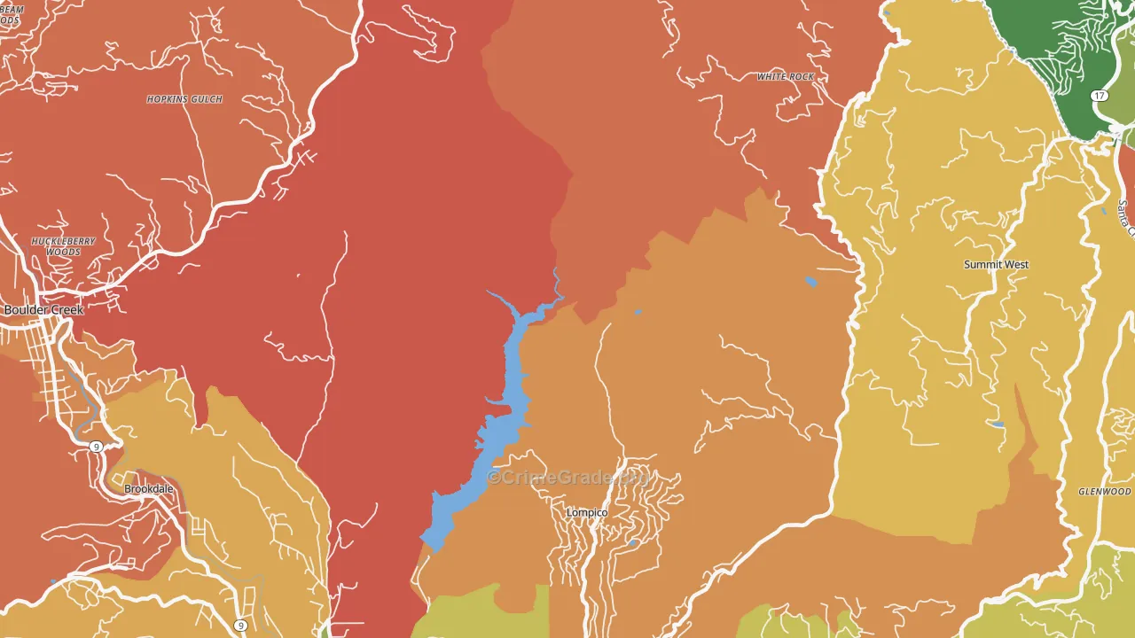 Lompico, CA Map of Drug-Related Crime Rates