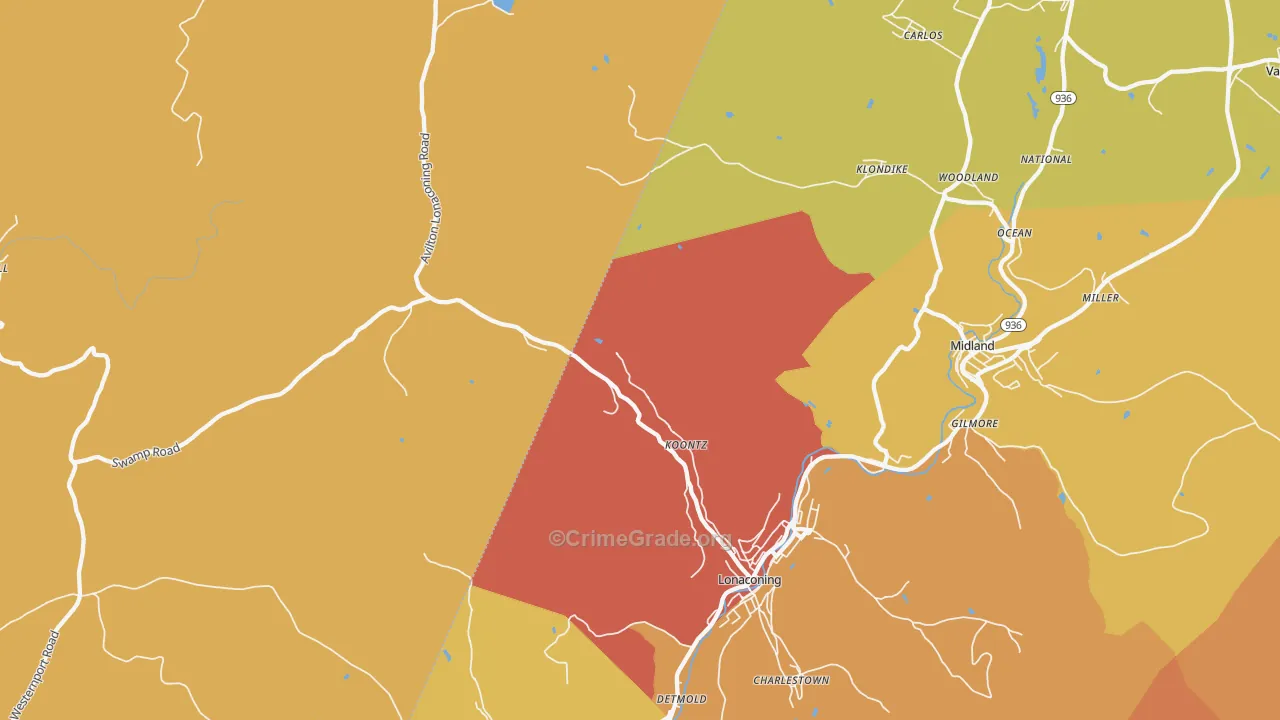 Lonaconing, MD Map of Drug-Related Crime Rates