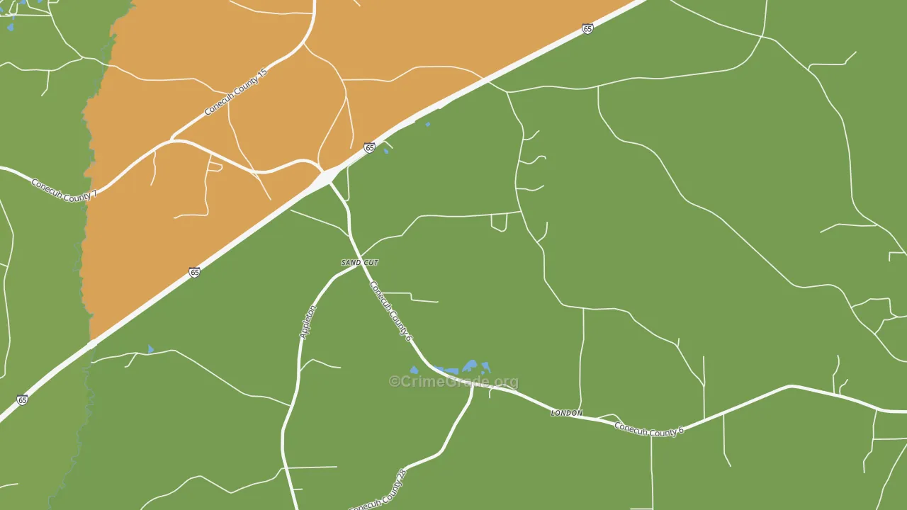 London, AL Map of Drug-Related Crime Rates
