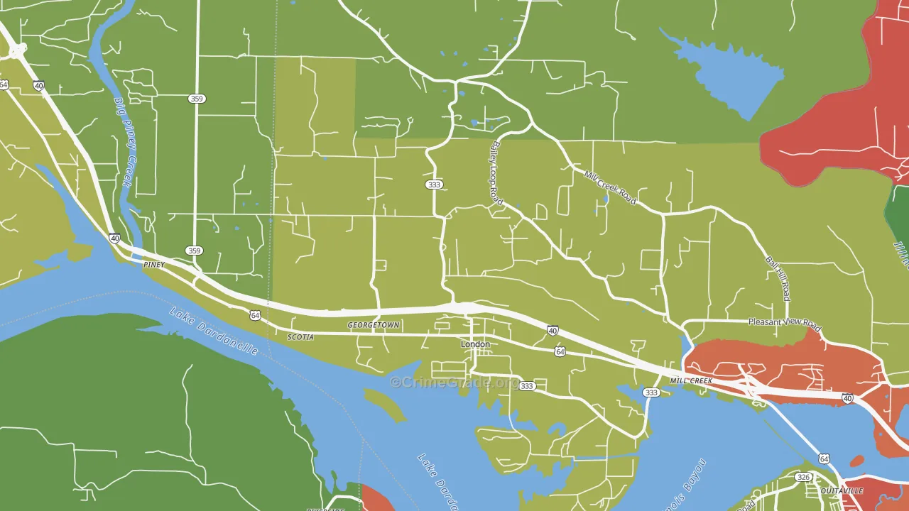 London, AR Map of Drug-Related Crime Rates