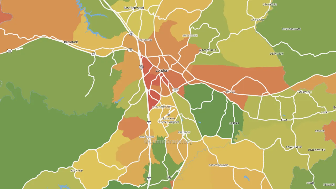 London, KY Map of Drug-Related Crime Rates