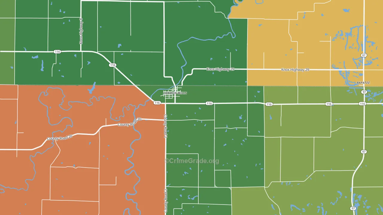 London Mills, IL Map of Drug-Related Crime Rates