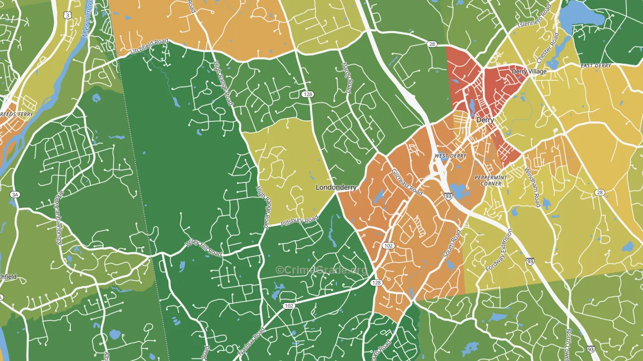 Londonderry, NH Map of Drug-Related Crime Rates