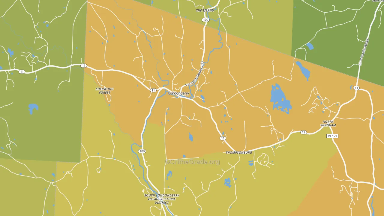 Londonderry, VT Map of Drug-Related Crime Rates