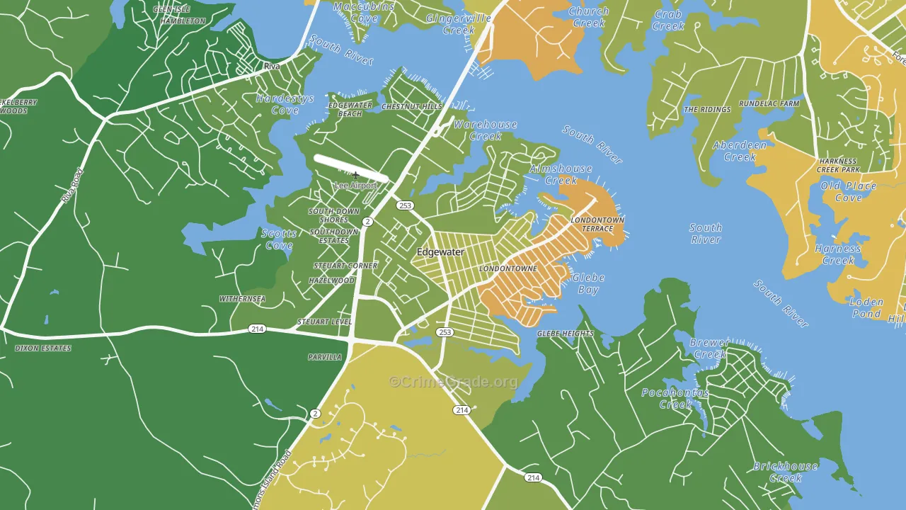 Londontowne, Edgewater, MD Map of Drug-Related Crime Rates