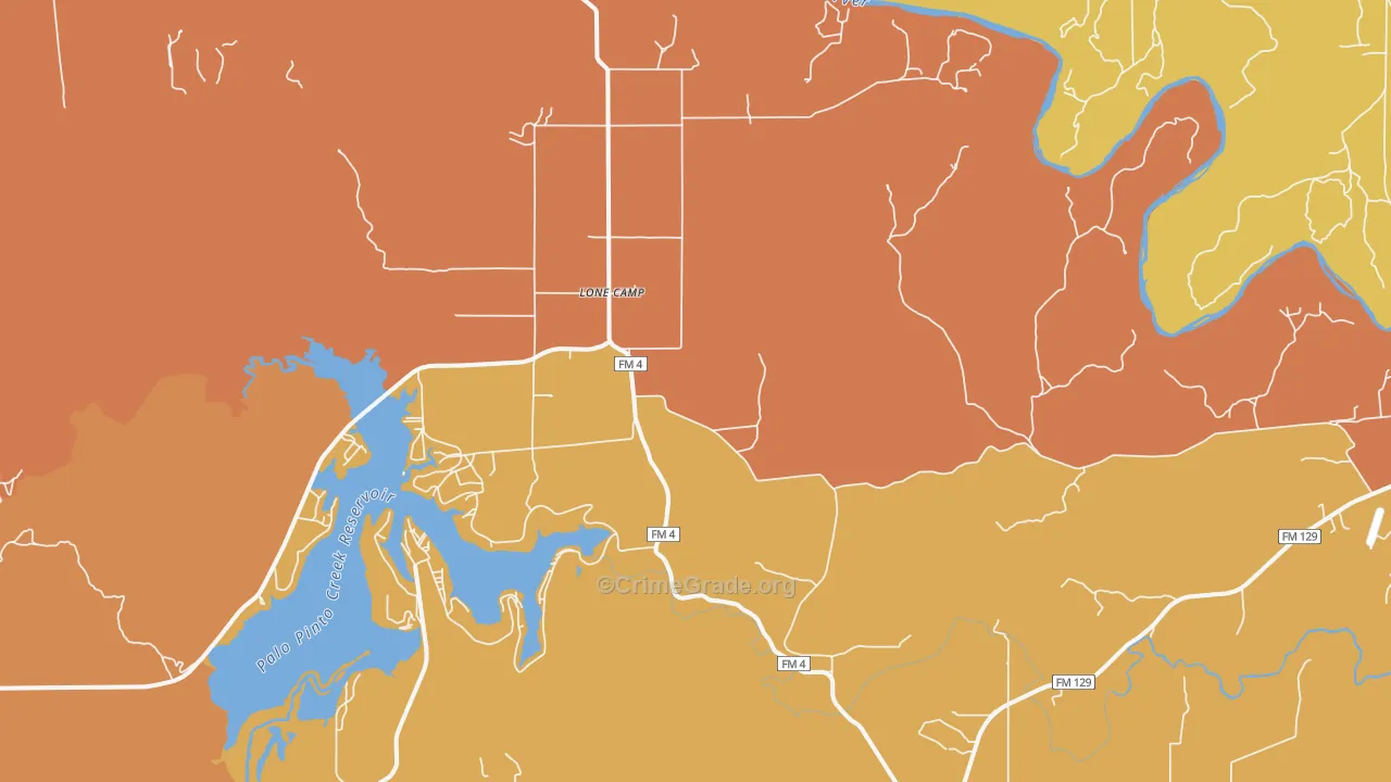 Lone Camp, TX Map of Drug-Related Crime Rates
