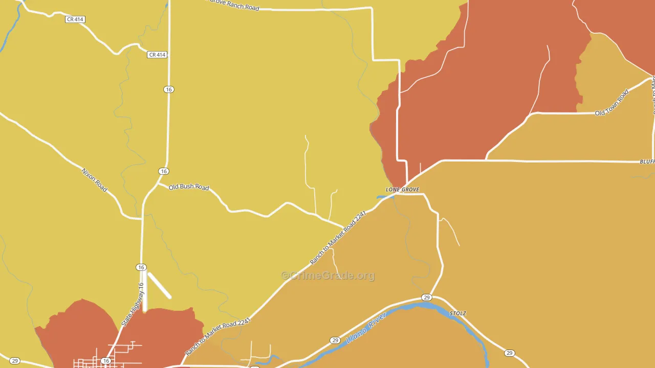 Lone Grove, TX Map of Drug-Related Crime Rates