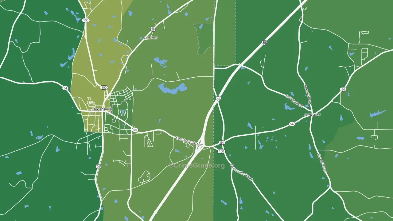 Lone Oak, GA Map of Drug-Related Crime Rates