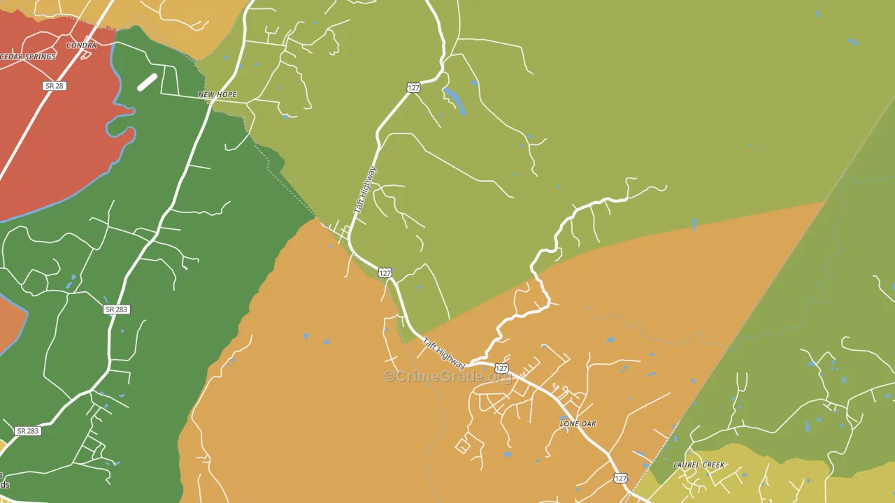 Lone Oak, TN Map of Drug-Related Crime Rates