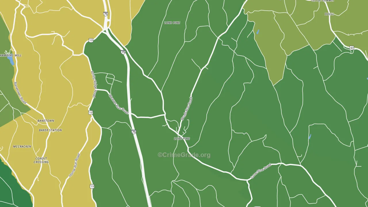 Lone Pine, PA Map of Drug-Related Crime Rates