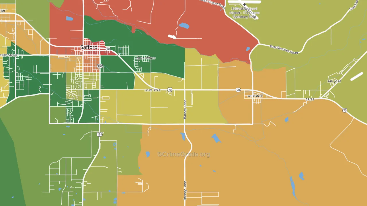 Lone Star, AZ Map of Drug-Related Crime Rates