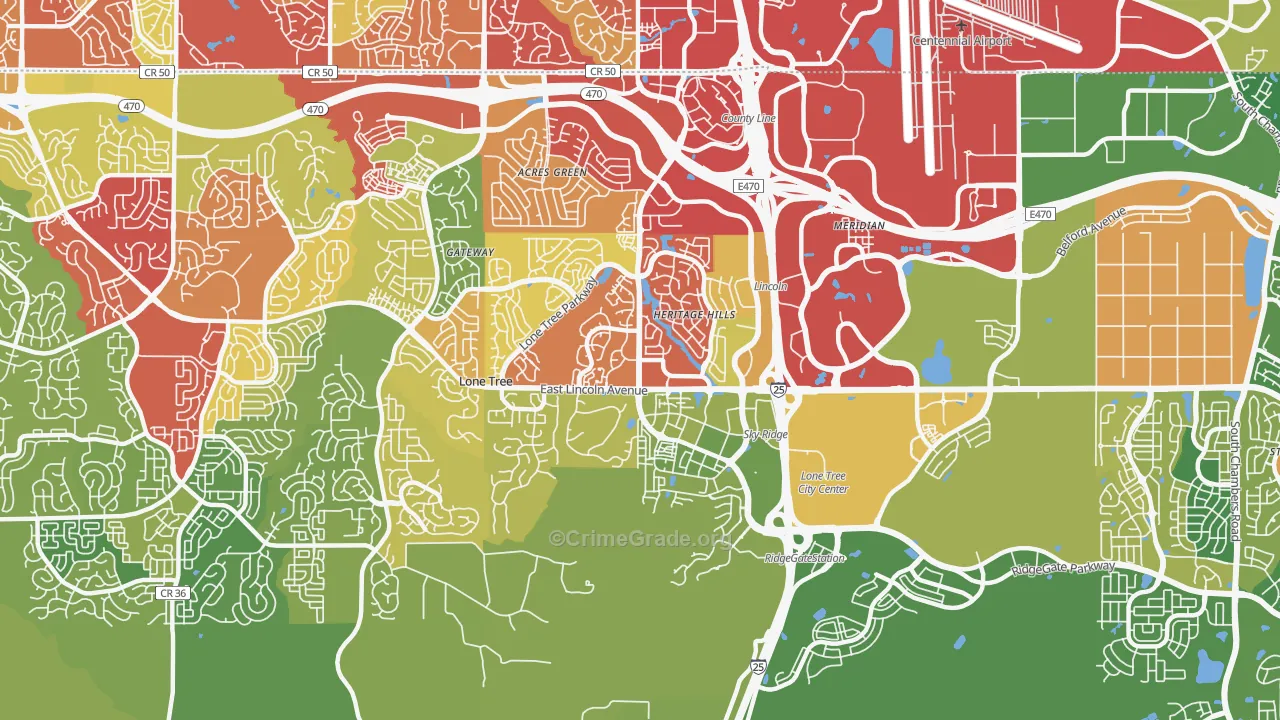 Lone Tree, CO Map of Drug-Related Crime Rates
