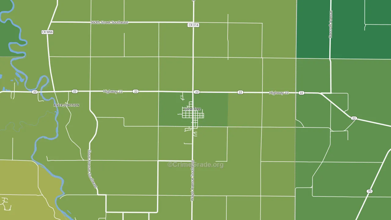 Lone Tree, IA Map of Drug-Related Crime Rates