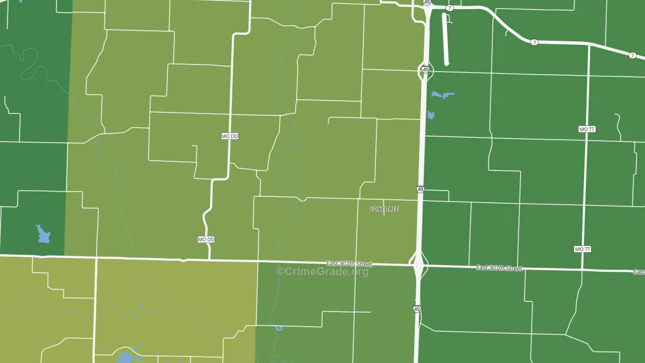 Lone Tree, MO Map of Drug-Related Crime Rates
