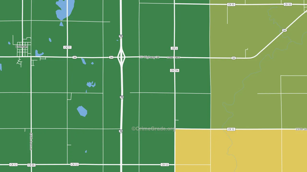 Lone Tree, SD Map of Drug-Related Crime Rates