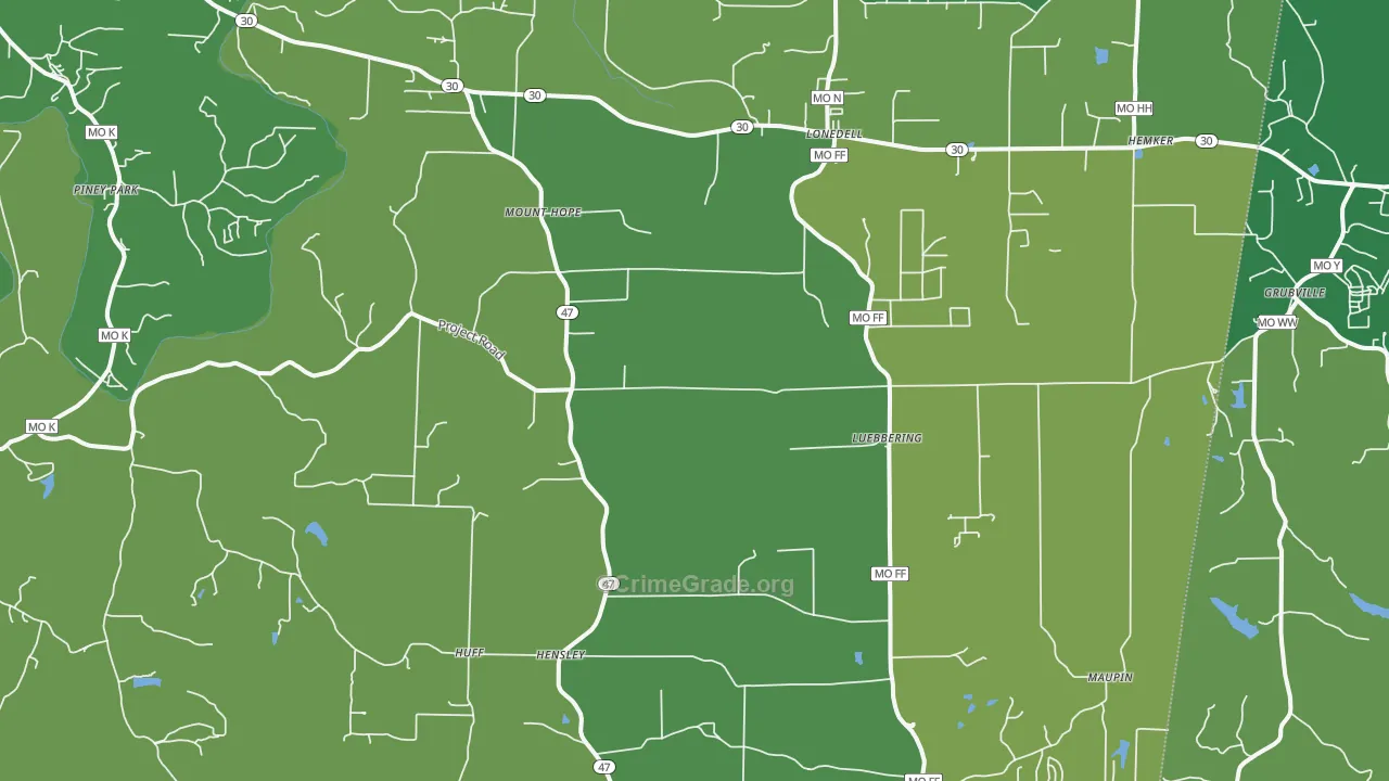 Lonedell, MO Map of Drug-Related Crime Rates