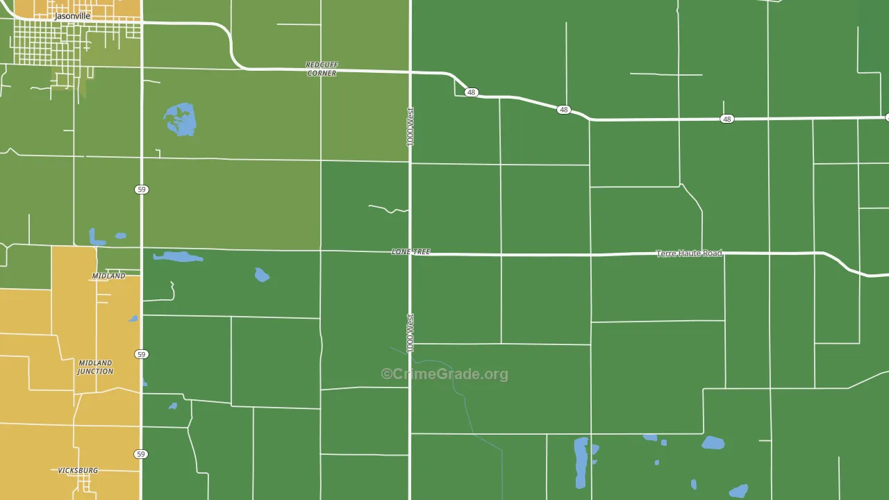 Lonetree, IN Map of Drug-Related Crime Rates