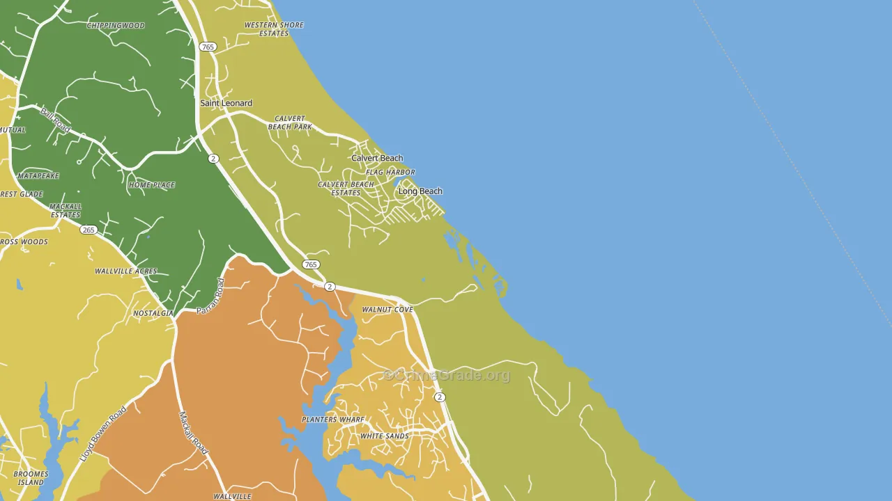 Long Beach, MD Map of Drug-Related Crime Rates