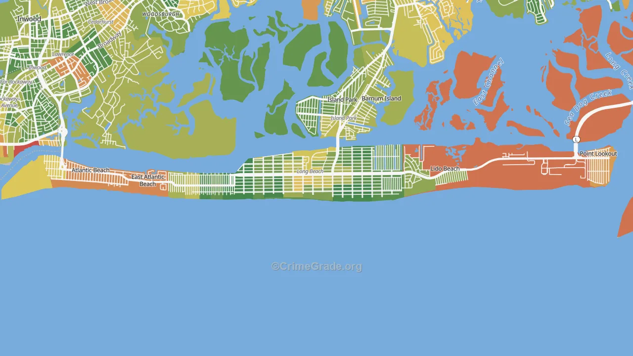 Long Beach, NY Map of Drug-Related Crime Rates