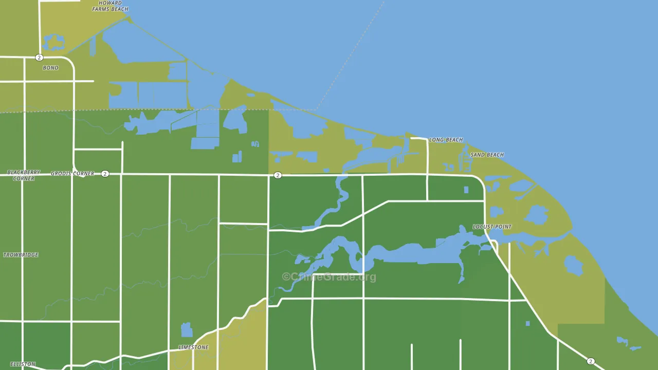 Long Beach, OH Map of Drug-Related Crime Rates
