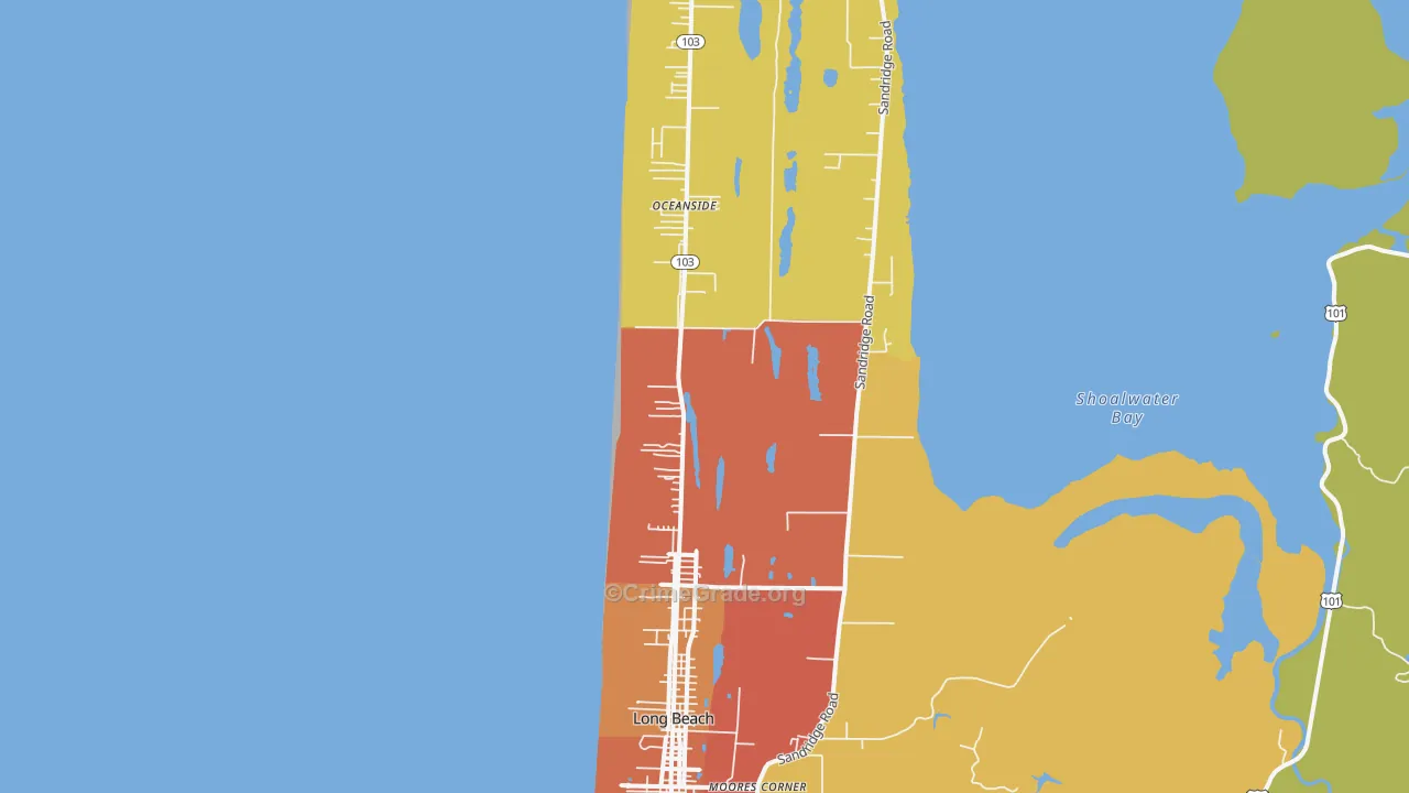 Long Beach, WA Map of Drug-Related Crime Rates