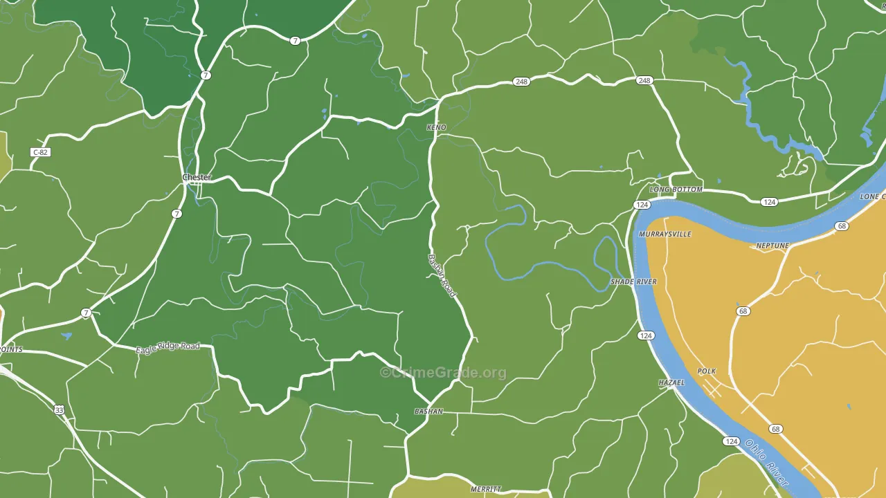 Long Bottom, OH Map of Drug-Related Crime Rates