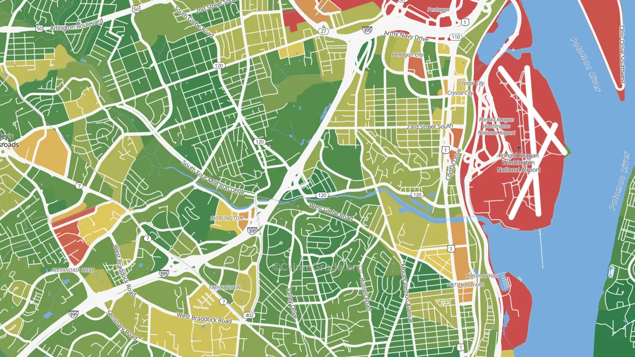 Long Branch Creek, Arlington, VA Map of Drug-Related Crime Rates