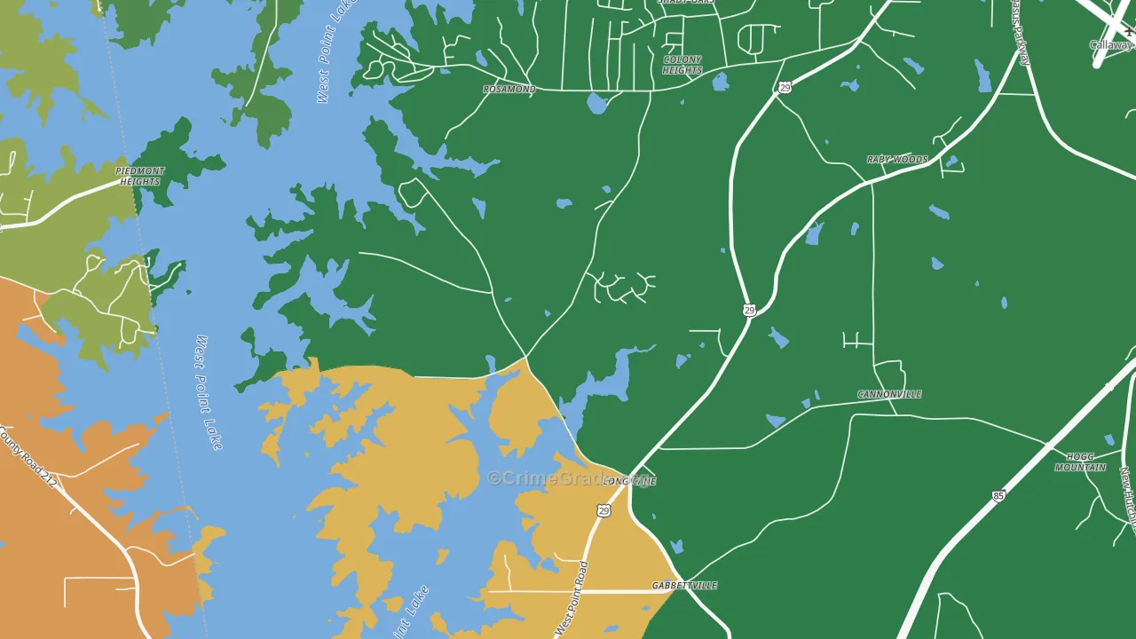 Long Cane, GA Map of Drug-Related Crime Rates