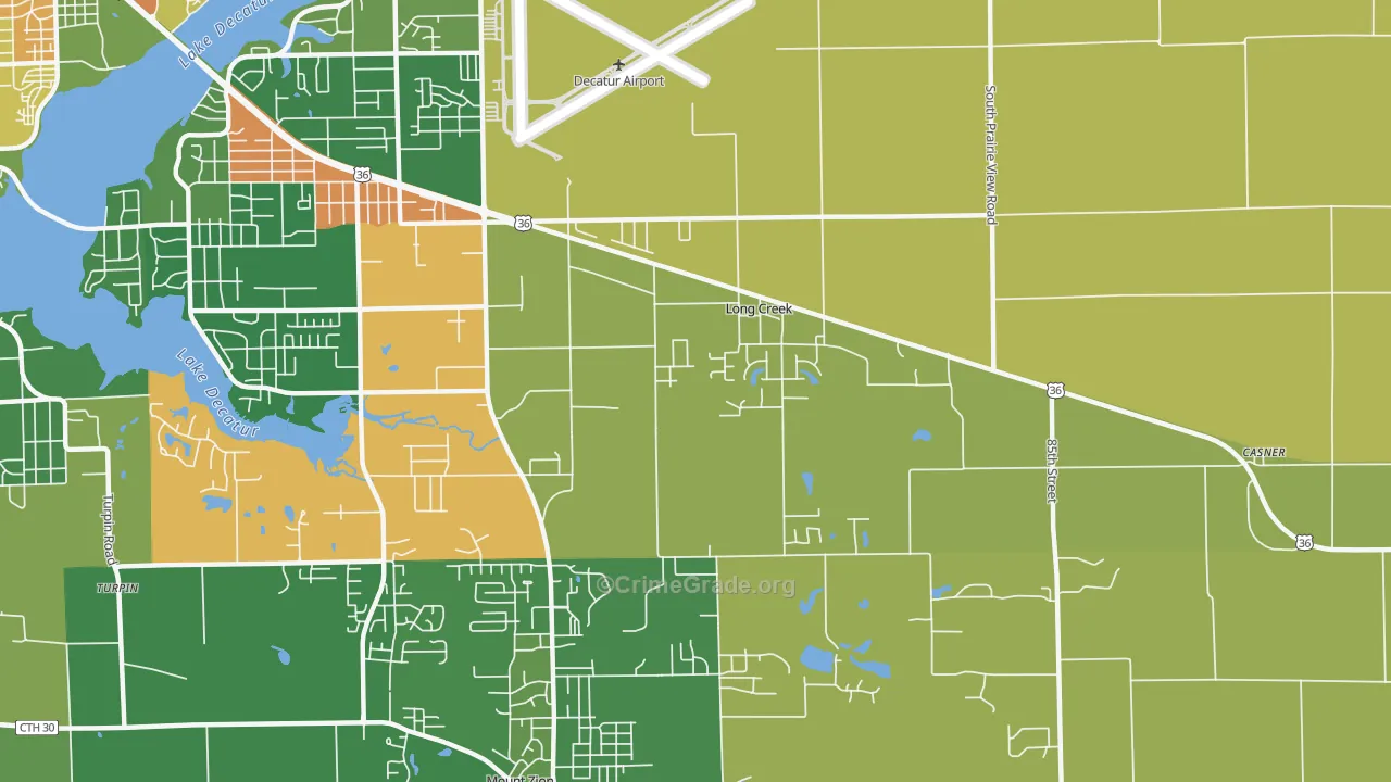 Long Creek, IL Map of Drug-Related Crime Rates