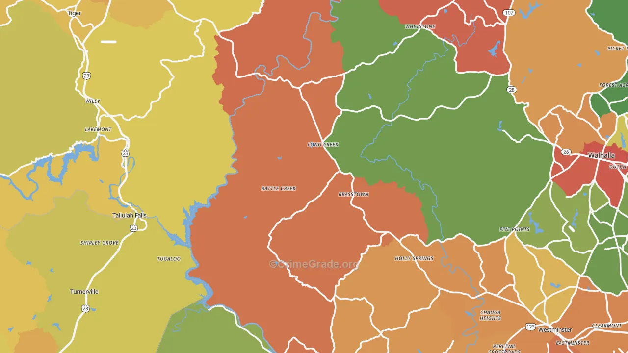 Long Creek, SC Map of Drug-Related Crime Rates