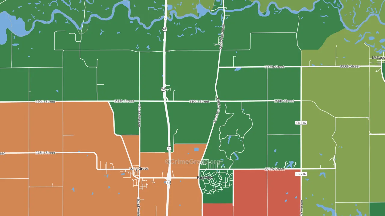 Long Grove, IA Map of Drug-Related Crime Rates