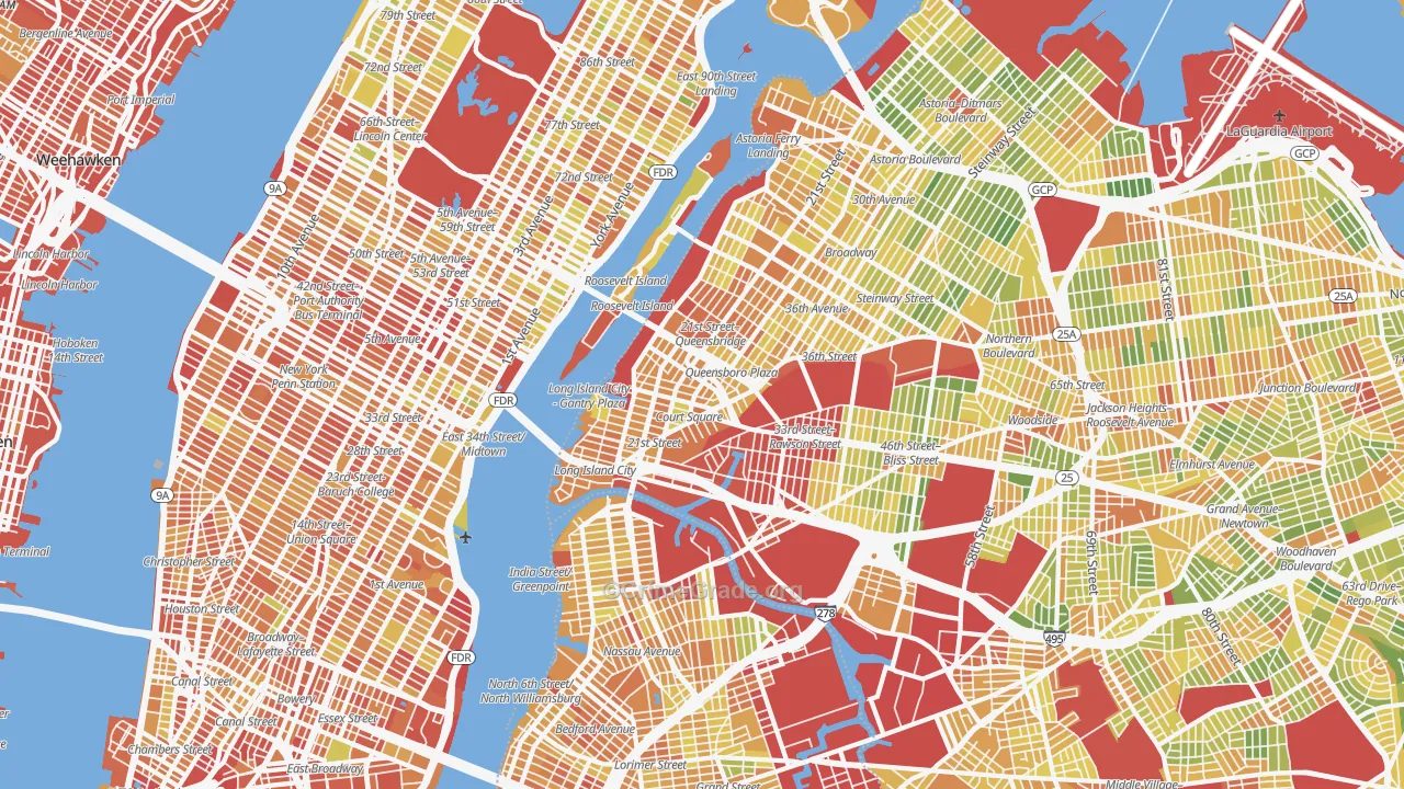 Long Island City, Queens, NY Map of Drug-Related Crime Rates