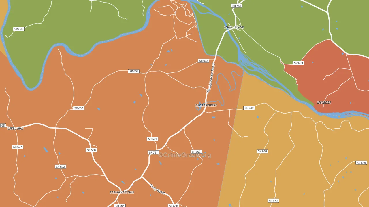 Long Island, VA Map of Drug-Related Crime Rates