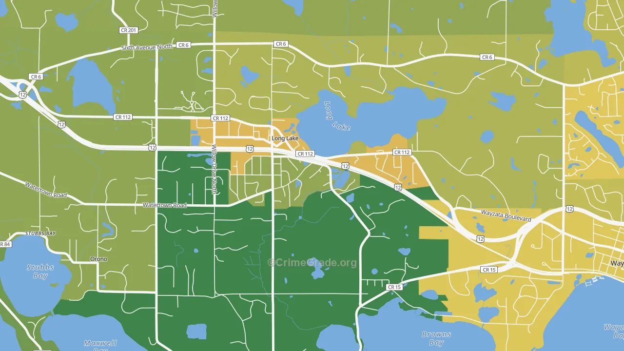 Long Lake, MN Map of Drug-Related Crime Rates
