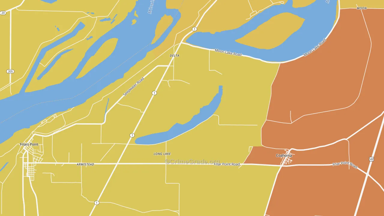 Long Lake, MS Map of Drug-Related Crime Rates