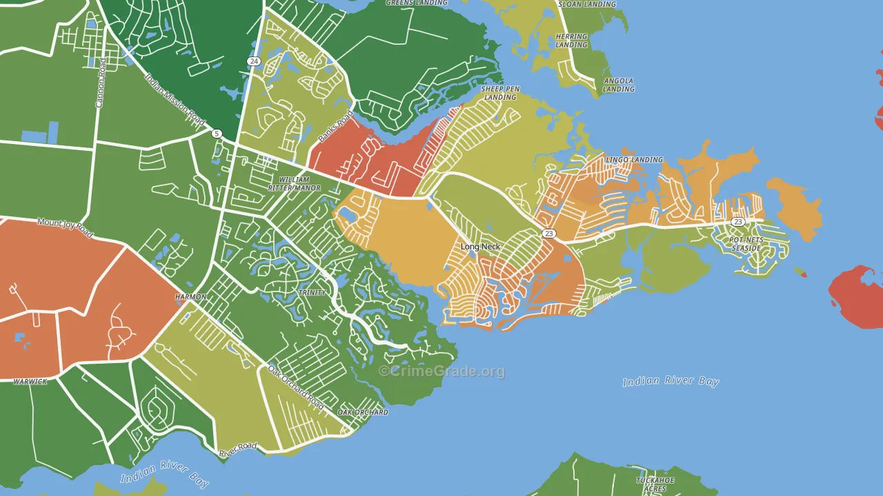 Long Neck, DE Map of Drug-Related Crime Rates