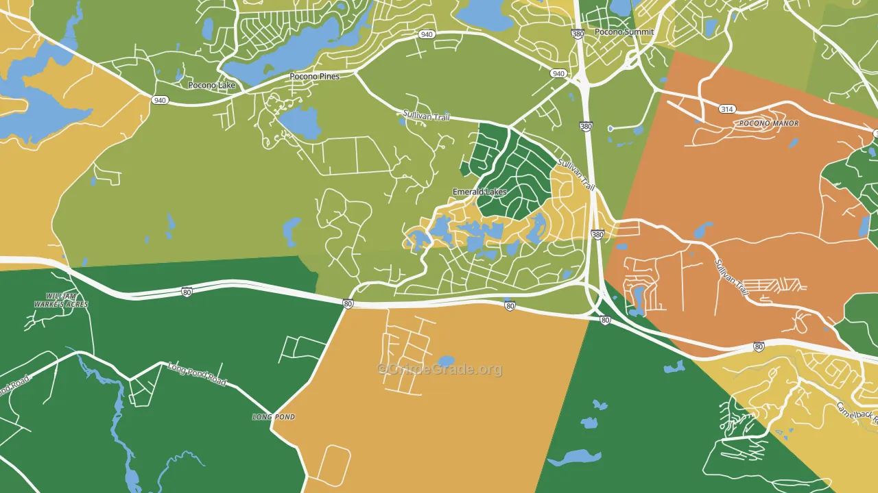 Long Pond, PA Map of Drug-Related Crime Rates