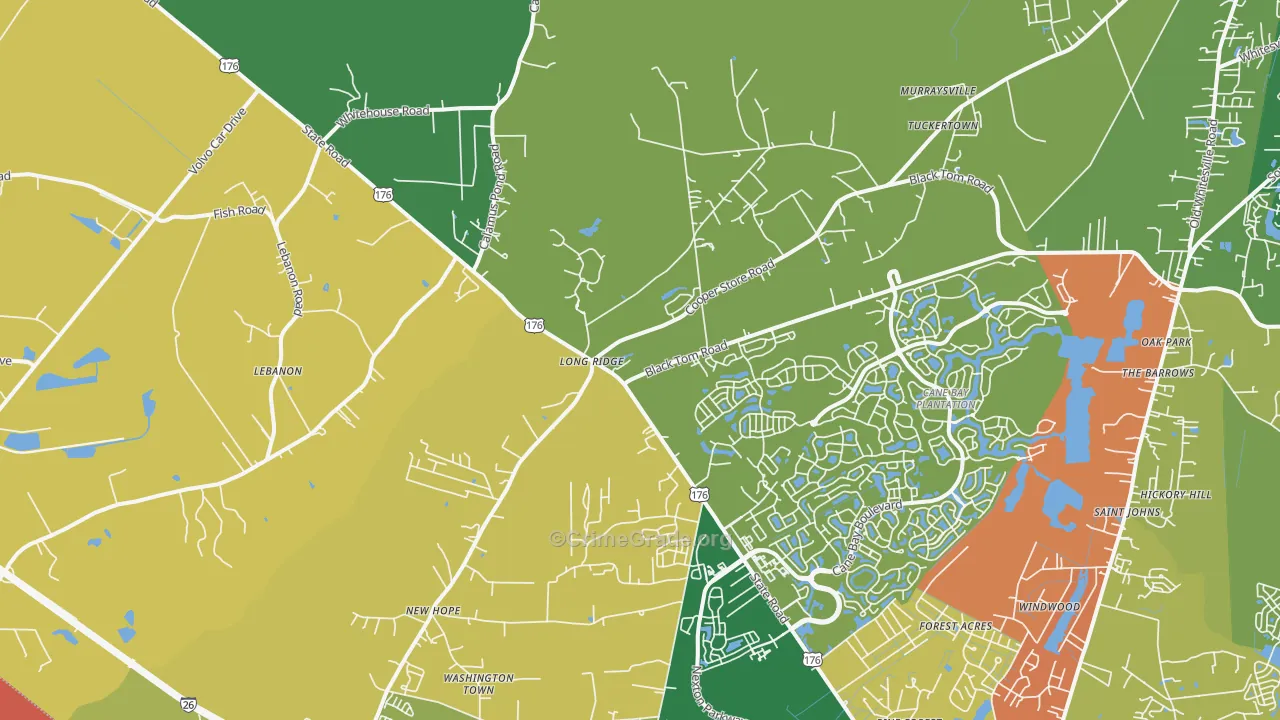 Long Ridge, SC Map of Drug-Related Crime Rates