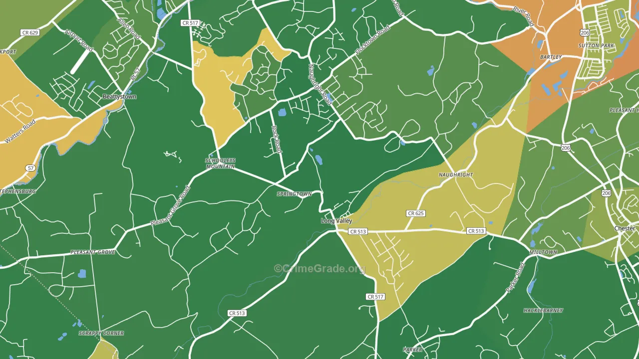 Long Valley, NJ Map of Drug-Related Crime Rates