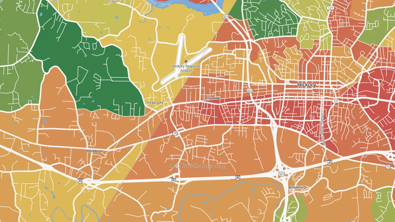 Long View, NC Map of Drug-Related Crime Rates