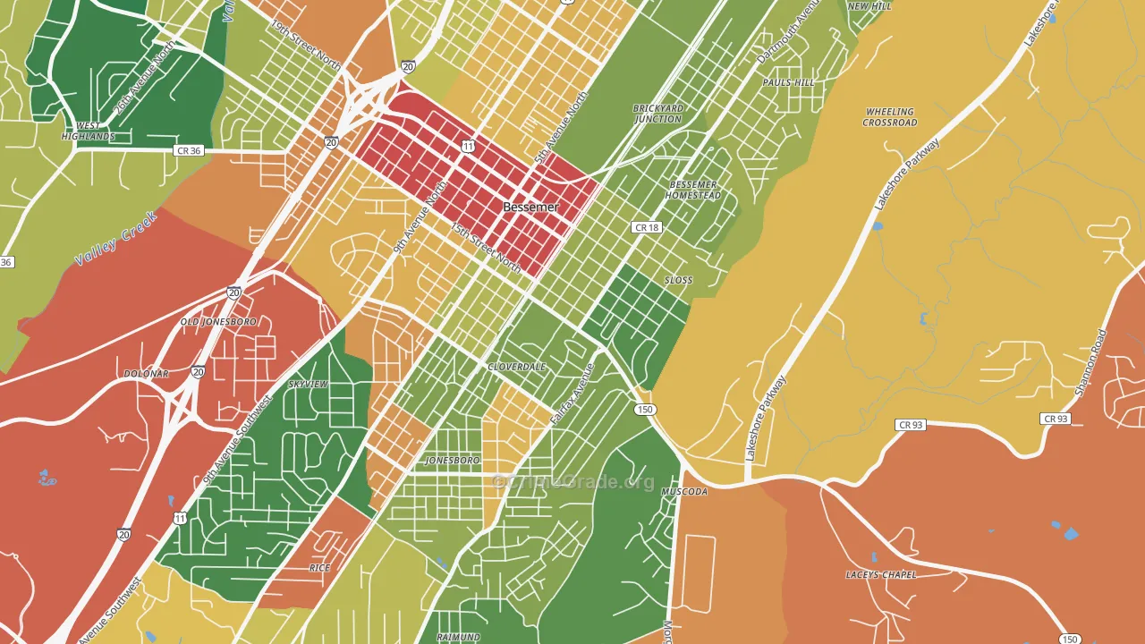 Longbrook Estates, Bessemer, AL Map of Drug-Related Crime Rates