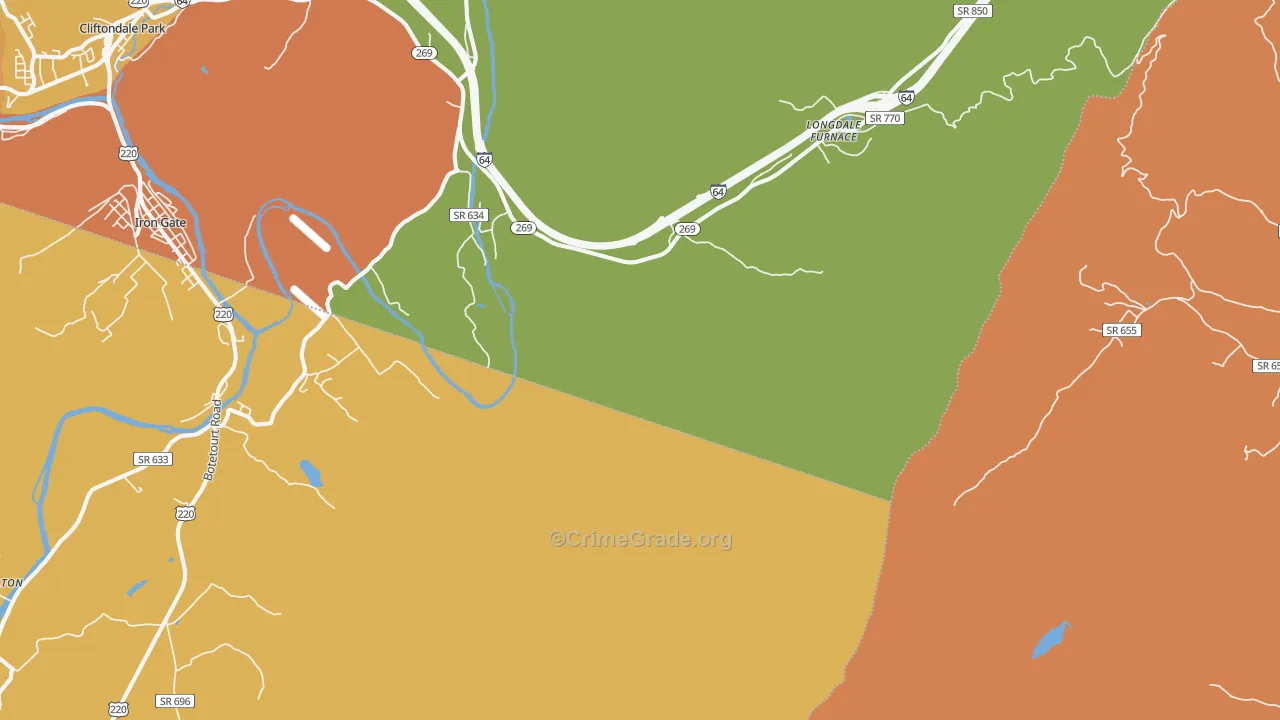 Longdale Furnace, VA Map of Drug-Related Crime Rates